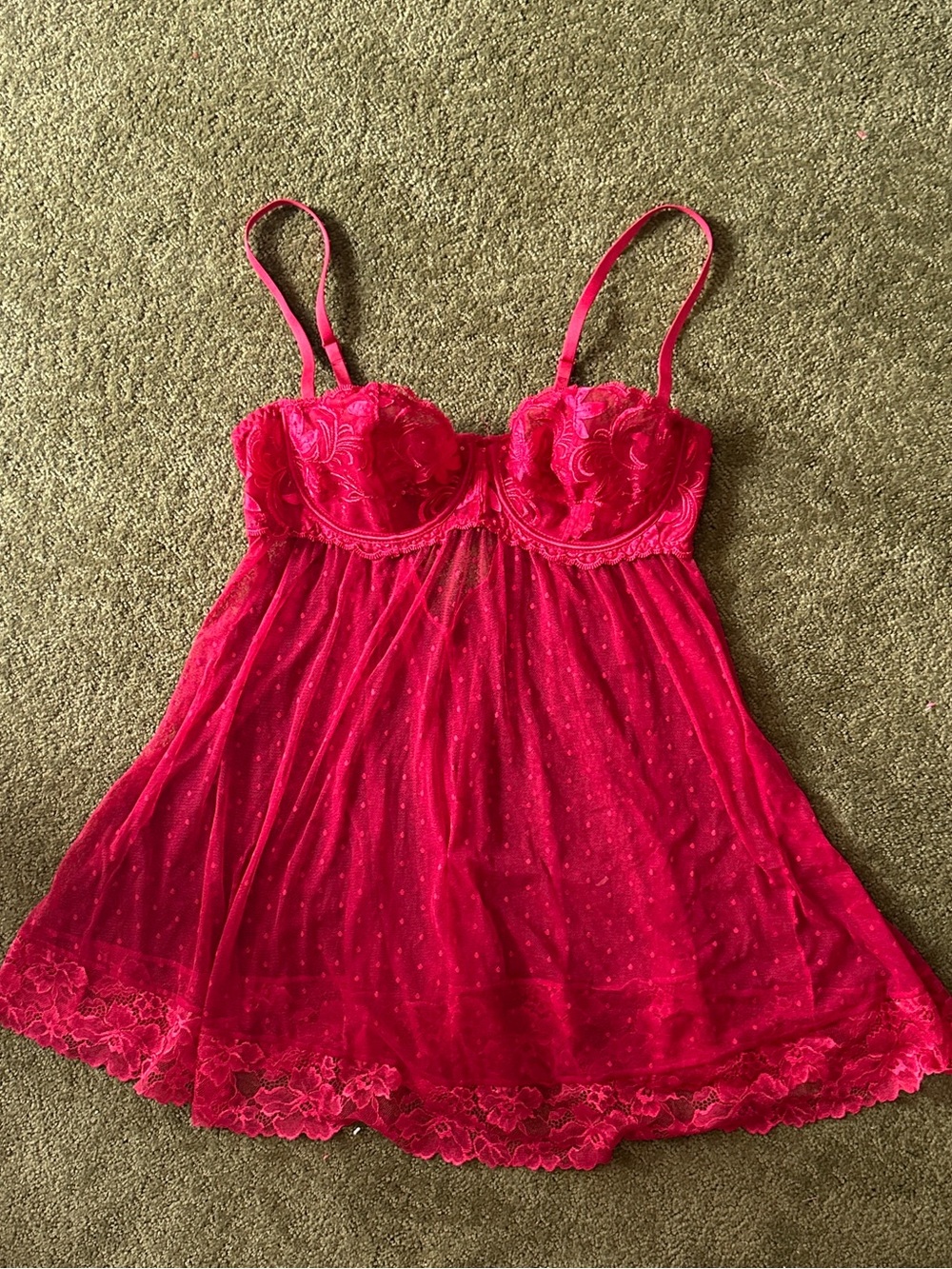 La Vie En Rose Red Lace Babydoll Chemise